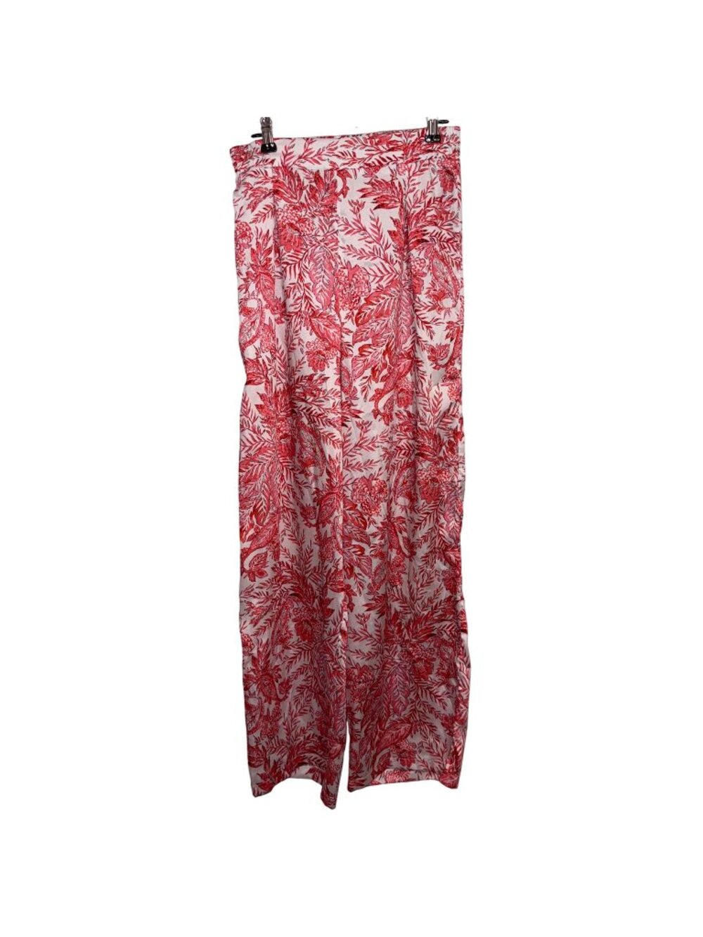 Pink & White Floral Pants By LCW Casual Size 34 Elastic Waist Lightweight Fabric